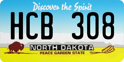 ND license plate HCB308