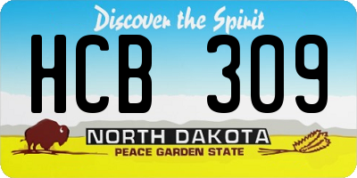 ND license plate HCB309