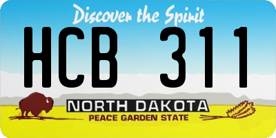ND license plate HCB311