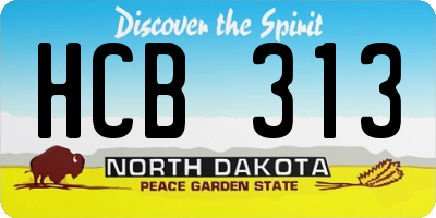 ND license plate HCB313