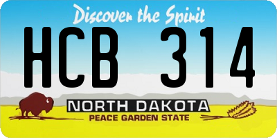 ND license plate HCB314