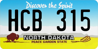ND license plate HCB315