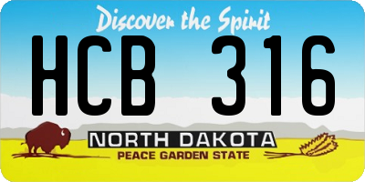 ND license plate HCB316