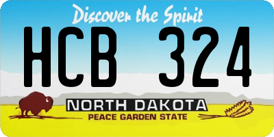 ND license plate HCB324