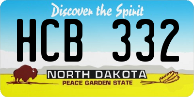 ND license plate HCB332