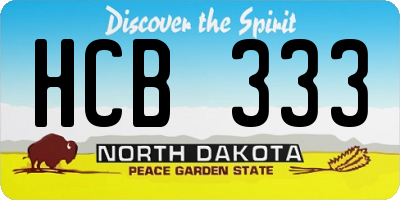 ND license plate HCB333