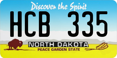 ND license plate HCB335