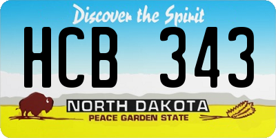 ND license plate HCB343