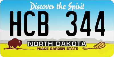 ND license plate HCB344