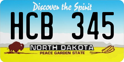 ND license plate HCB345