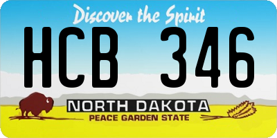 ND license plate HCB346