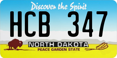 ND license plate HCB347