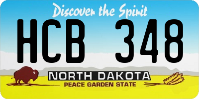 ND license plate HCB348