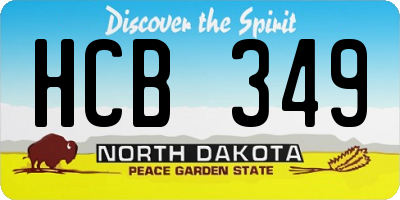 ND license plate HCB349