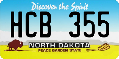 ND license plate HCB355