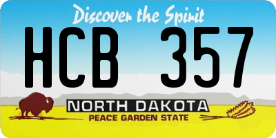 ND license plate HCB357