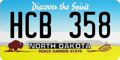 ND license plate HCB358