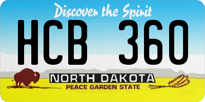 ND license plate HCB360