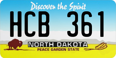 ND license plate HCB361