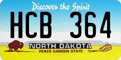 ND license plate HCB364