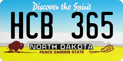 ND license plate HCB365