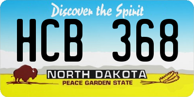 ND license plate HCB368