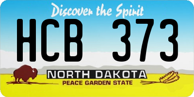 ND license plate HCB373