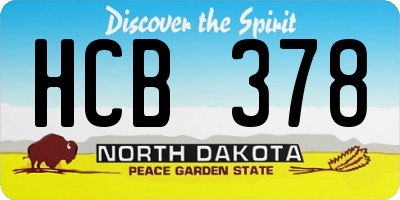 ND license plate HCB378