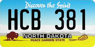 ND license plate HCB381