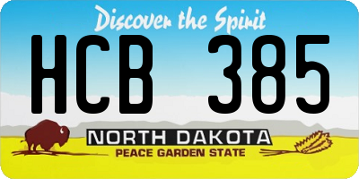 ND license plate HCB385