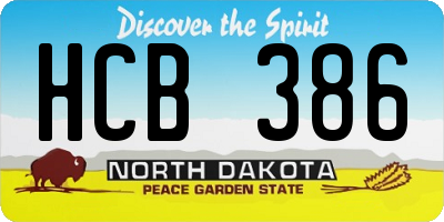 ND license plate HCB386