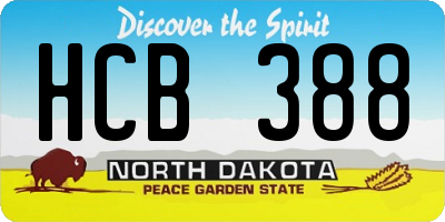 ND license plate HCB388