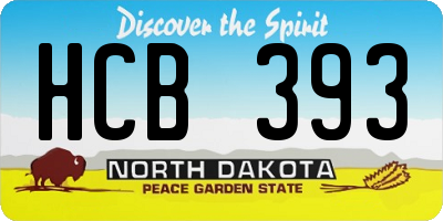 ND license plate HCB393