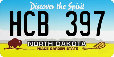 ND license plate HCB397