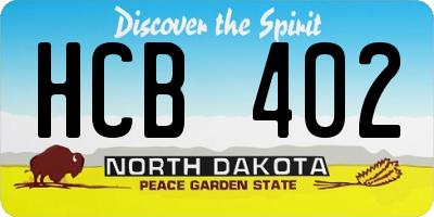 ND license plate HCB402