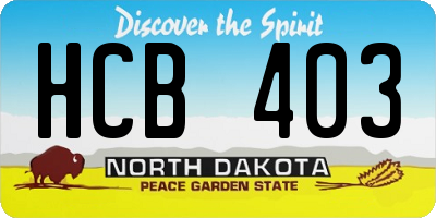 ND license plate HCB403