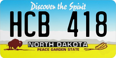 ND license plate HCB418