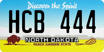 ND license plate HCB444