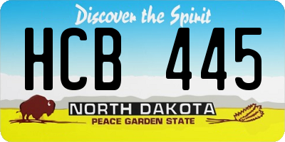 ND license plate HCB445