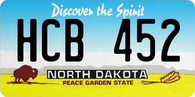 ND license plate HCB452