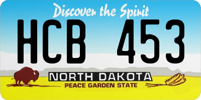 ND license plate HCB453