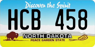 ND license plate HCB458