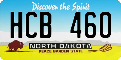 ND license plate HCB460