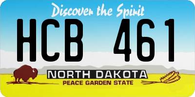 ND license plate HCB461