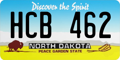 ND license plate HCB462