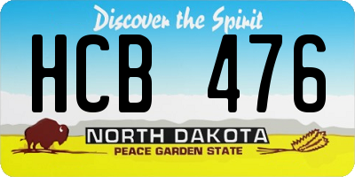 ND license plate HCB476