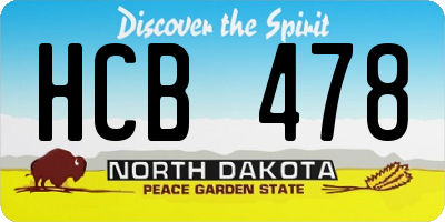 ND license plate HCB478