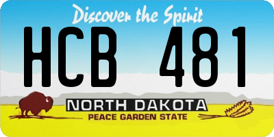 ND license plate HCB481