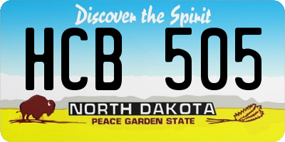 ND license plate HCB505