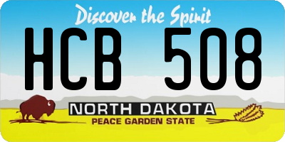 ND license plate HCB508